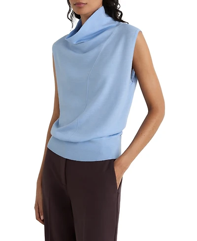 Reiss Women's Honey Wool Funnel-Neck Sleeveless Knit Top