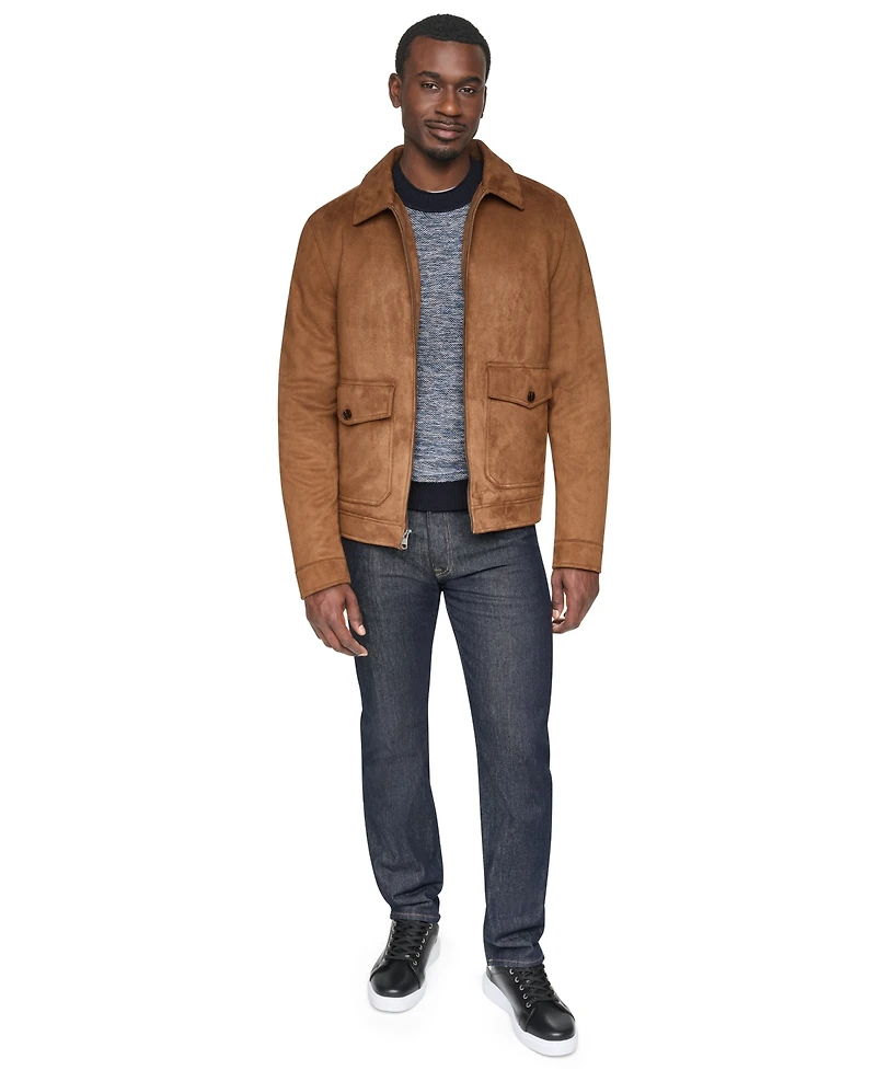 Dkny Men's Suede Zip-Front Hipster Jacket