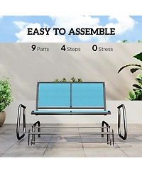 Outsunny 2-Person Outdoor Glider Bench Patio Double Swing Rocking Chair Loveseat w/Power Coated Steel Frame for Backyard Garden Porch, Blue