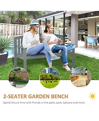 Outsunny 56" Outdoor Wood Bench, 2-Seater Wooden Garden Bench with Slatted Seat, Backrest & Arm Rests for Patio, Porch, Poolside, Balcony