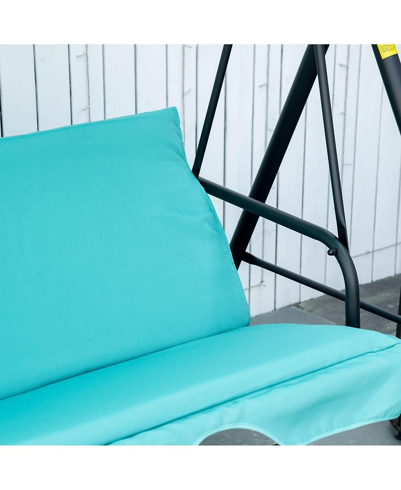 Outsunny Patio Porch Swing Chair with Adjustable Canopy, Seats 3 Adults, Steel Frame, Armrests, Green