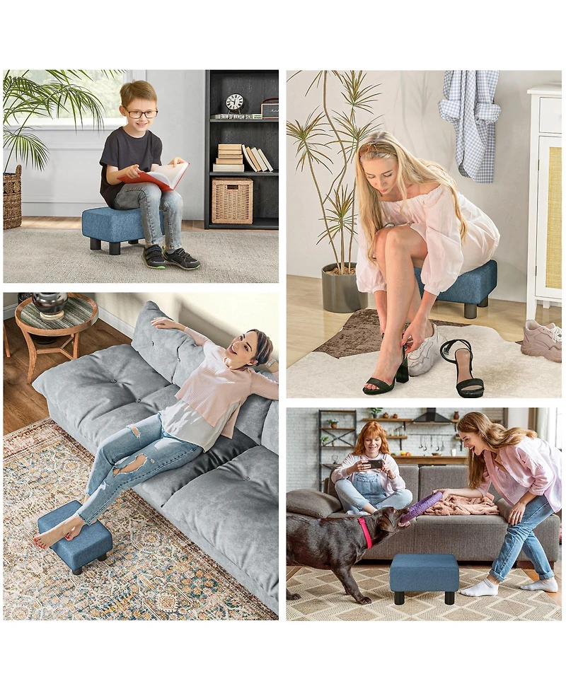 16” Cubed Modern Linen Fabric Pouf Footrest Ottoman Furniture