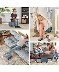 16” Cubed Modern Linen Fabric Pouf Footrest Ottoman Furniture