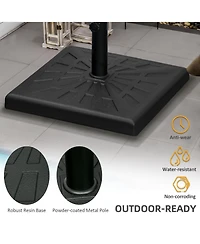 Outsunny 42lbs Resin Patio Umbrella Base, 20" Square Outdoor Umbrella Stand Holder for Parasol Poles 1.26", 1.5", and 1.9" Dia, Black