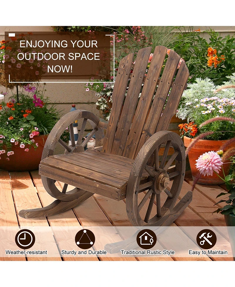 Outsunny Adirondack Rocking Chair with Slatted Design,