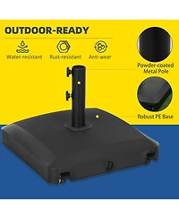 Outsunny Patio Umbrella Base with Wheels, 53lbs Water or 66lbs Sand Filled, Heavy Duty Outdoor Umbrella Stand Holder