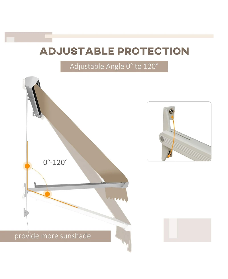 Outsunny Drop Retractable Window Awning Canopy Sun Shade Shelter Arm Manual
