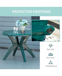 Outsunny 3' Diameter Round Outdoor Patio Bistro Dining Table, Umbrella Hole, Conversation Space, Easy to Clean Plastic for Garden, Backyard, Poolside,