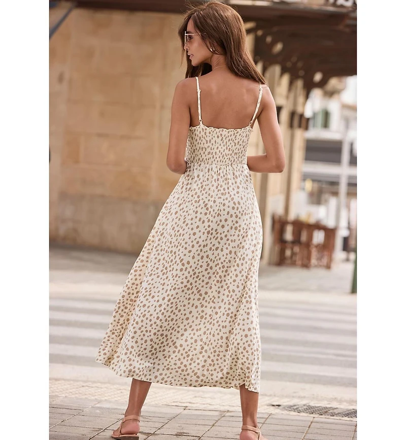 Lascana Women's Smocked Dot Print Dress