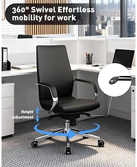 logicfox Leather Executive Office Chair with Silicone Leather, Reclining with Tilt Lock