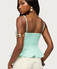 Edikted Womens Peplum Linen Look Tank Top