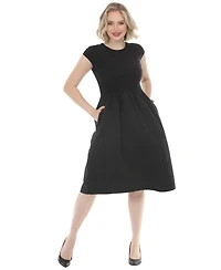 White Mark Women's Crew Neck Midi Dress