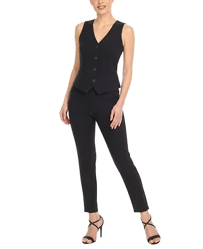 White Mark Women's Tailored Vest Ankle Pants Matching Set