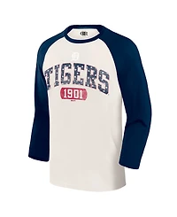 Darius Rucker Collection By Fanatics Men's Cream/Navy Detroit Tigers Americana 3/4-Sleeve Raglan T-Shirt