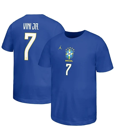 Jordan Big Boys and Girls Vini Jr. Royal Brazil National Team Name & Number T-Shirt