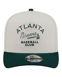 New Era Men's Cream/Dark Green Atlanta Braves Chrome A-Frame 9FIFTY Snapback Hat