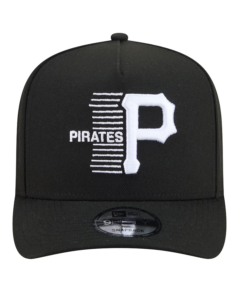 New Era Men's Black Pittsburgh Pirates Motion A-Frame 9FIFTY Snapback Hat