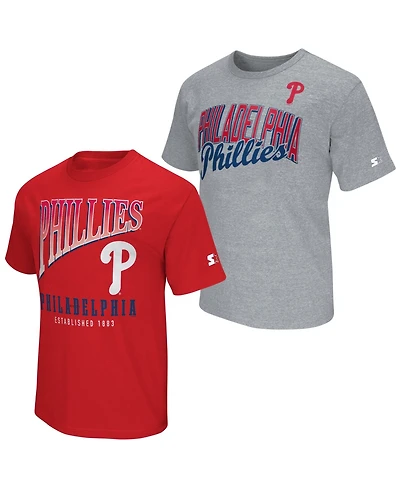Starter Men's Two-Pack Red/Heather Gray Philadelphia Phillies T-Shirt Set