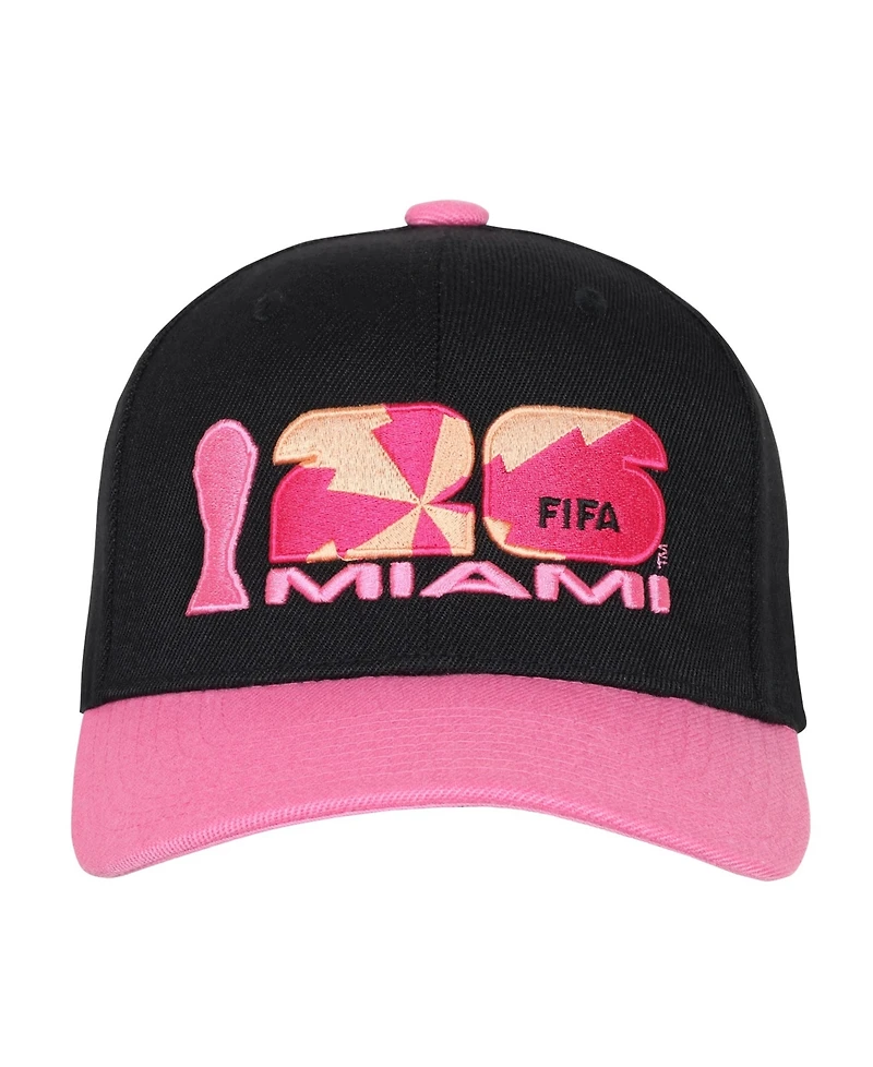 Outerstuff Men's Black/Pink Fifa World Cup 2026 Miami Host City Pro Snapback Hat
