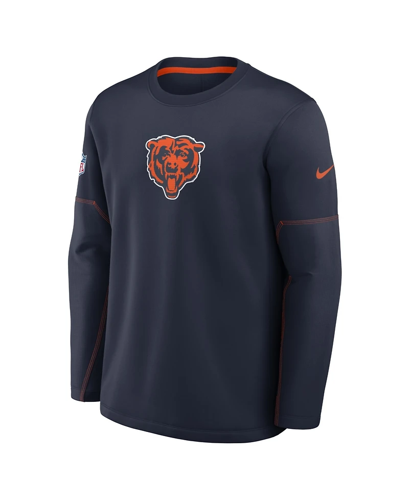 Nike Men's Navy Chicago Bears Sideline Coaches Midweight Therma-fit Sweatshirt