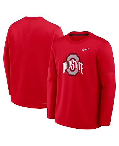 Nike Men's Scarlet Ohio State Buckeyes 2026 Sideline Coaches Therma-fit Long Sleeve Top