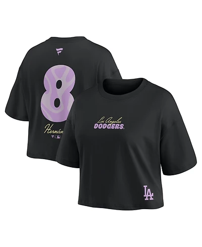 Fanatics Women's Enrique Hernandez Black Los Angeles Dodgers Name & Number Cropped Top