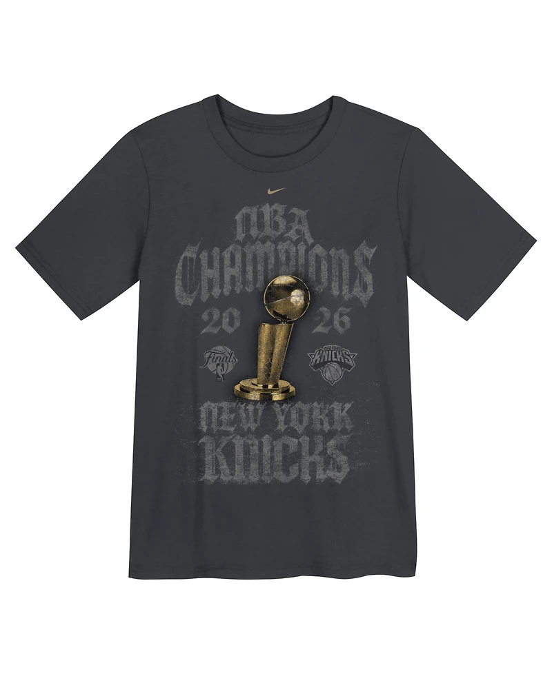 Nike Preschool Anthracite New York Knicks 2026 Nba Finals Champions Limited Edition Locker Room T-Shirt