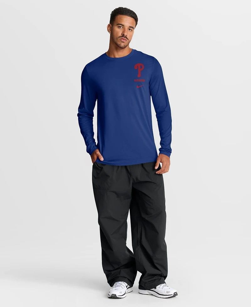 Nike Men's Royal Philadelphia Phillies 2-Hit Legend Dri-fit Long Sleeve T-Shirt