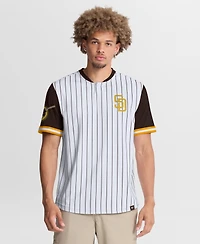 Fanatics Men's White/Brown San Diego Padres Pinstripe Walk Off T-Shirt