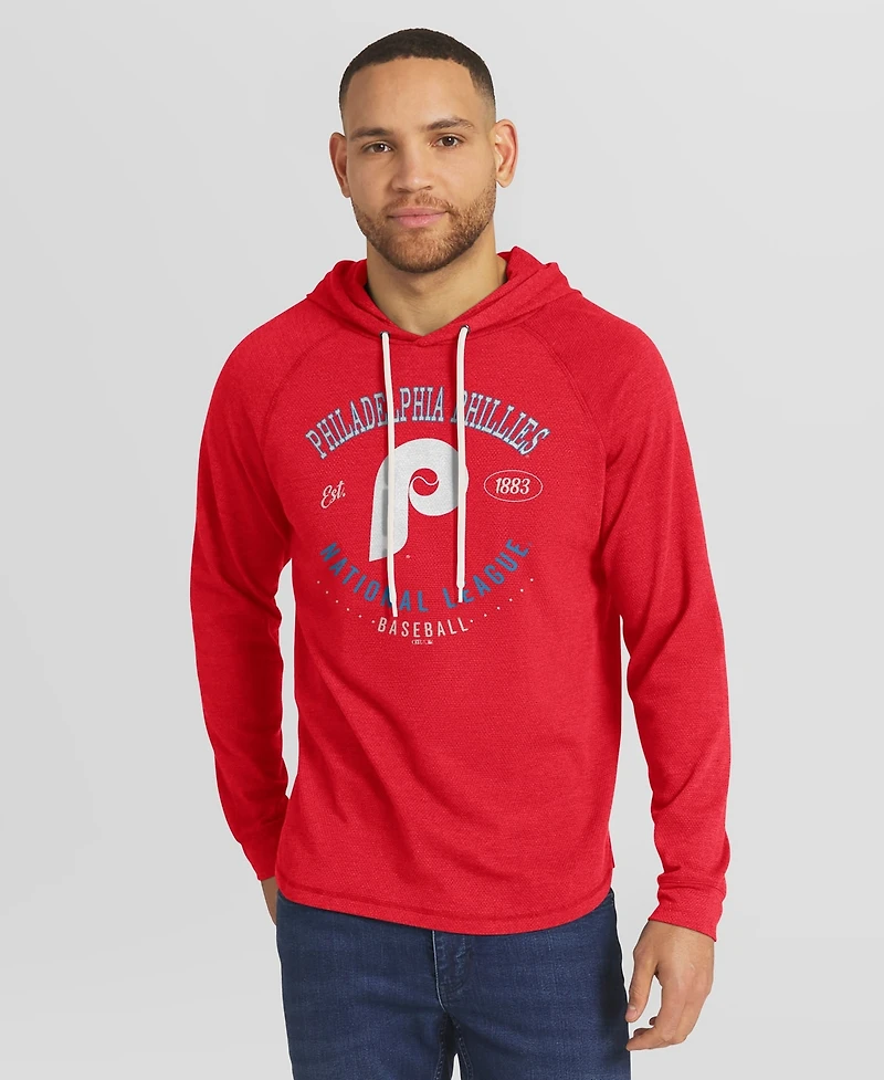 Darius Rucker Collection By Fanatics Men's Red Philadelphia Phillies Raglan Hooded Long Sleeve T-Shirt