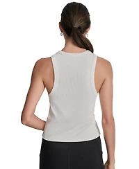 Dkny Women's White New York Knicks Hudson Rib High Neck Tank Top