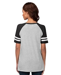 G-iii 4Her by Carl Banks Women's Heather Gray Los Angeles Dodgers Goal Line Raglan V-Neck T-Shirt
