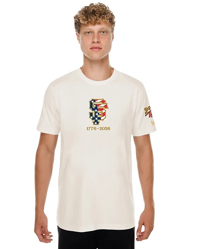 New Era Men's Cream San Francisco Giants 250th Fourth of July T-Shirt