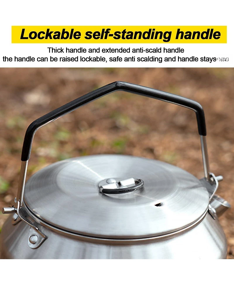 Piscifun 1L Stainless Steel Camping Kettle Portable Fast Heating For Outdoor Hiking Travel