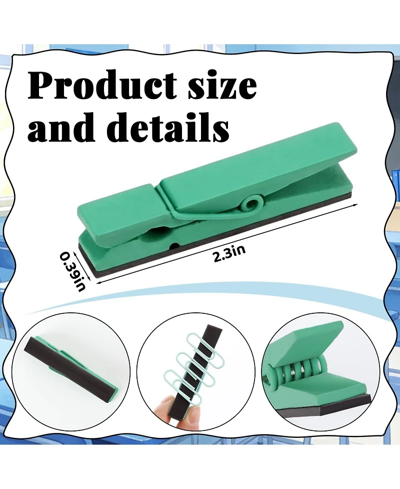 Danrong 48 Pack Magnetic Wooden Clips For Whiteboard Office School Home Supplies