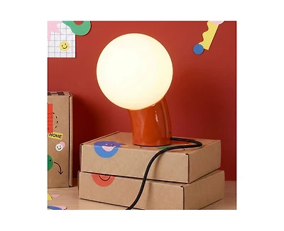 Brightech 8-in Vino Usb-c Charging Modern Led Table Lamp with Frosted Glass Globe Shade