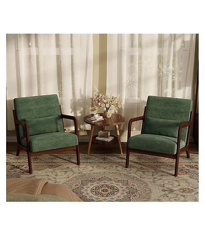 homfan Set of 2 Mid-Century Chenille Accent Chairs