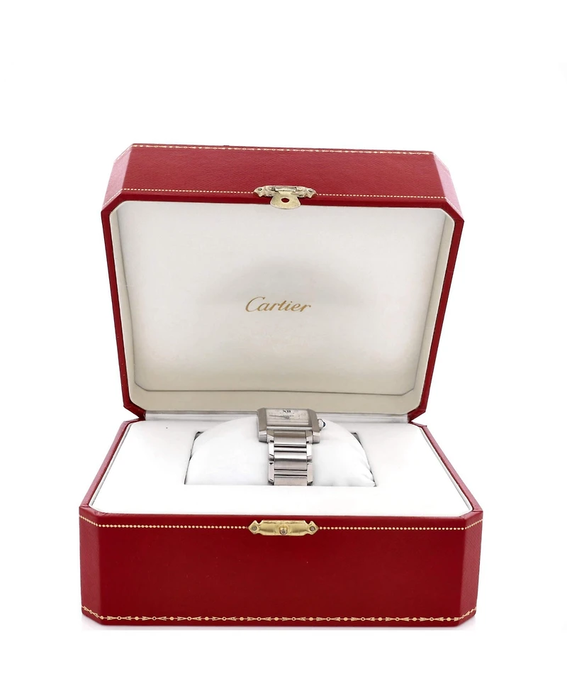 Pre-Owned Cartier Tank Francaise Quartz Watch in Stainless Steel with Diamond Markers 25mm