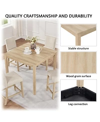 Streamdale Furniture 5-Piece Wooden Counter Height Dining Table Set for 4