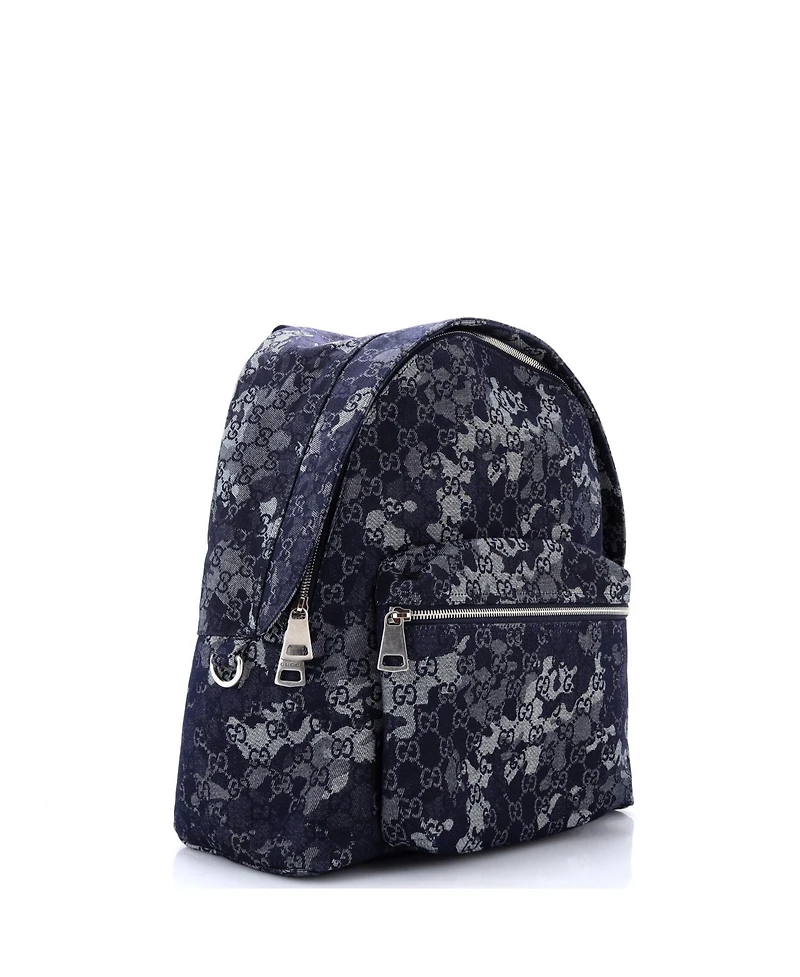 Pre-Owned Gucci Zip Front Pocket Backpack Camouflage Gg Denim