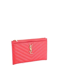 Pre-Owned Saint Laurent Medium Classic Monogram Zip Bill Pouch Matelasse Chevron Leather
