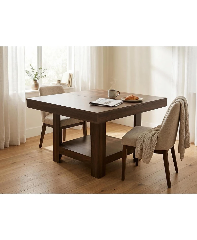 gaomon Square Dining Table for 4-6, 47.2" Kitchen Table with 2-Tier Storage Shelf, Modern Waterproof Dining Room Table