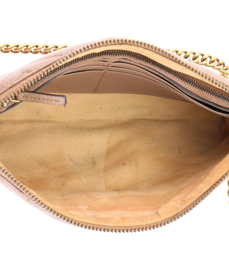 Pre-Owned Gucci Mini Gg Marmont Chain Shoulder Bag Matelasse Leather