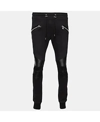 Pre-Owned Balmain Men's Cotton Rib Paneled Biker Track Pants