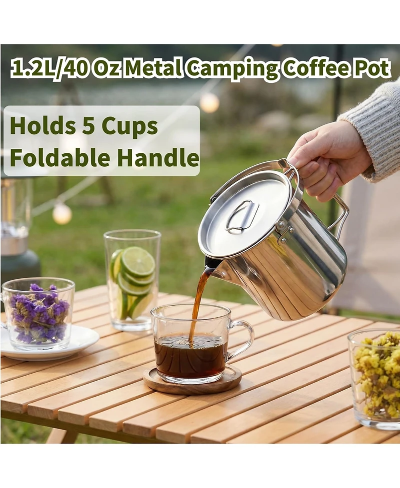 Piscifun Stainless Steel Camping Kettle Foldable Handle Portable Outdoor Coffee Pot