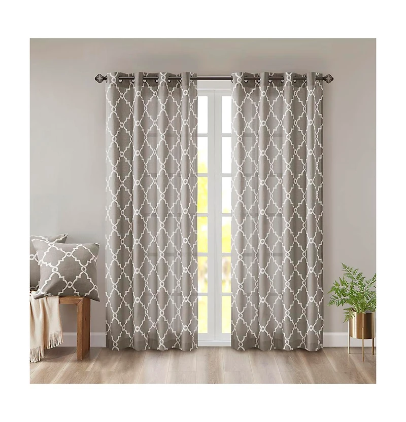 Avobird Fretwork Print Grommet Top Window Curtain Panel Only 1 Pc Panel