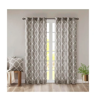 Avobird Fretwork Print Grommet Top Window Curtain Panel Only 1 Pc Panel