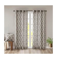Avobird Fretwork Print Grommet Top Window Curtain Panel Only 1 Pc Panel