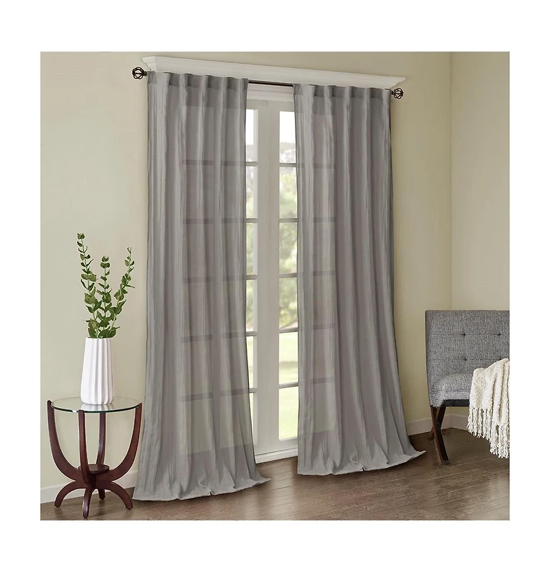 Avobird Solid Crushed Curtain Panel Pair 2 Pcs Window Panels