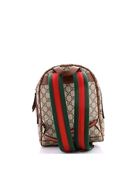 Pre-Owned Gucci Small Zip Pocket Backpack Embroidered Gg Coated Canvas